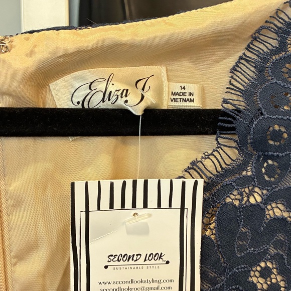 Eliza J blue lace top short cocktail dress size 14 - Picture 2 of 2